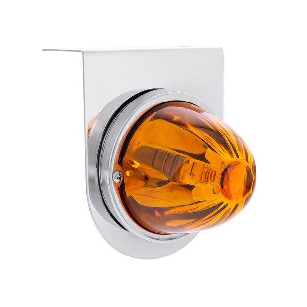 Star-Burst Glass Watermelon Light With Stainless Steel Light Bracket Kit-Amber LED/Amber Lens