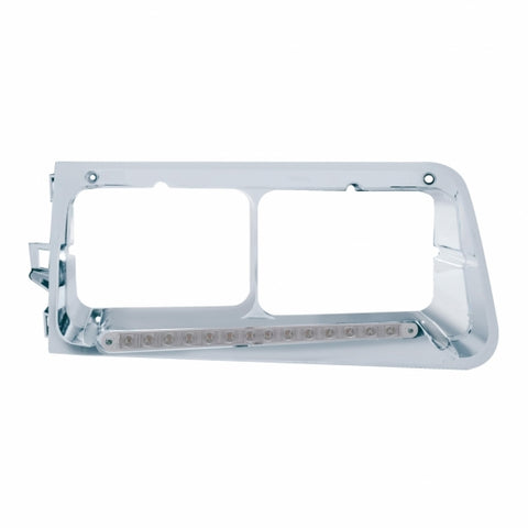 14 LED Headlight Bezel For 1989-2009 Freightliner FLD - Driver - Amber LED/Clear Lens
