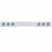 Chrome 1 Piece Rear Light Bar With Six 12 LED 4" Reflector Lights & Bezels - Red LED/Clear Lens