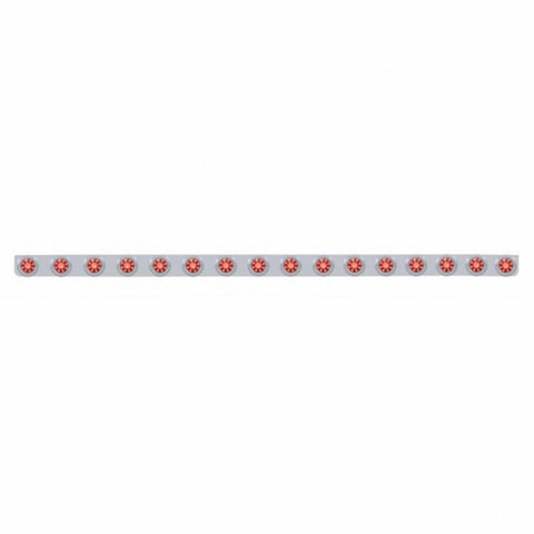 79-1/2" SS Bumper Light Bracket With 16X 9 LED 2" Beehive Lights & Bezels -Red LED & Lens