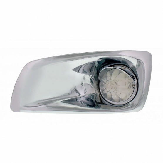 Fog Light Cover With Amber LED Hi/Lo Watermelon Light &amp; Visor For 2007-17 KW T660- Driver -Clear Lens