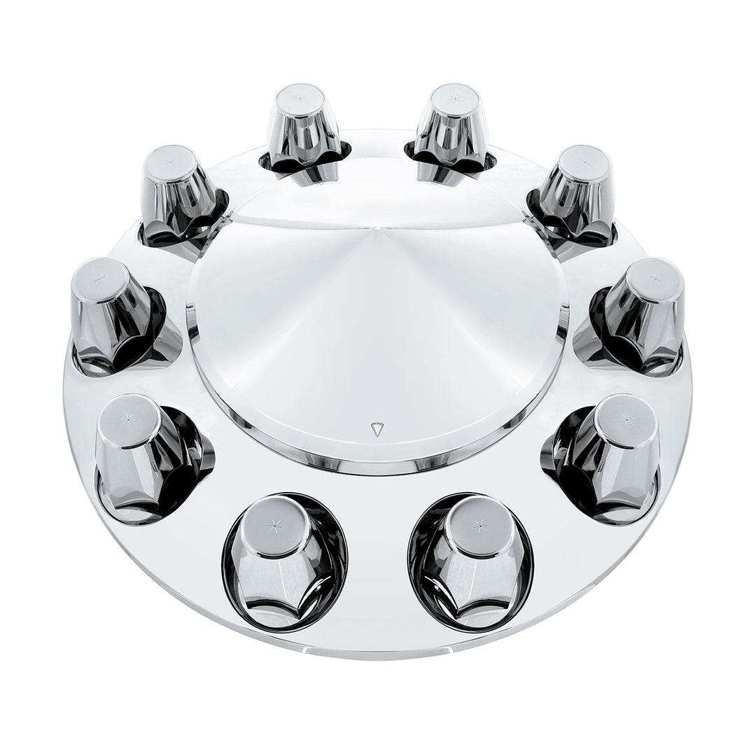 Pointed Front Axle Cover With 33mm Standard Style Push-On Nut Covers - Chrome