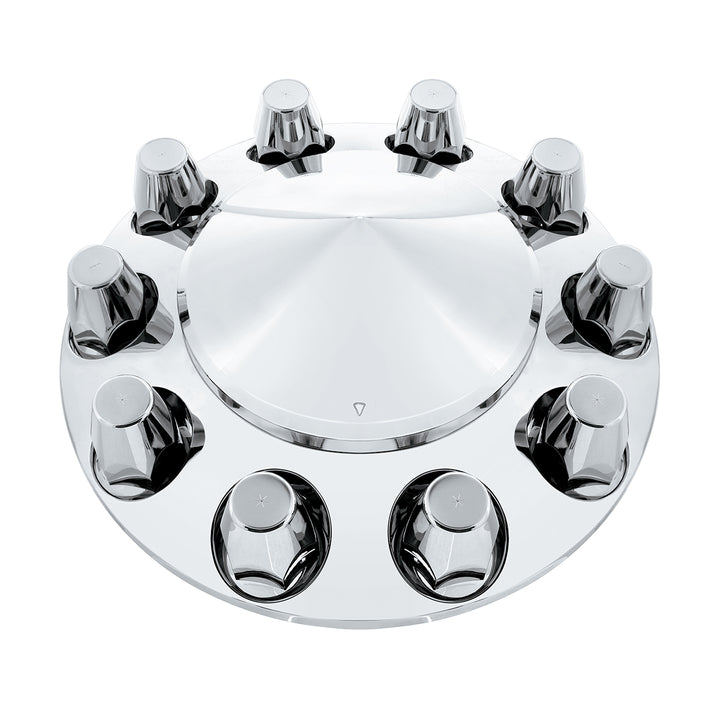 Pointed Front Axle Cover With 33mm Standard Style Push-On Nut Covers - Chrome