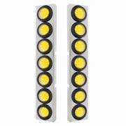 SS Front Air Cleaner Bracket With 14X 9 Amber LED 2" Reflector Lights For KW Trucks -Clear Lens