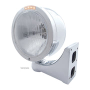 Stainless Steel Bullet Half Moon Headlight H4 Bulb & LED Turn Signal - Clear Lens