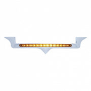 Chrome Hood Emblem Trim With 14 LED Light Bar For Kenworth - Amber LED/Amber Lens
