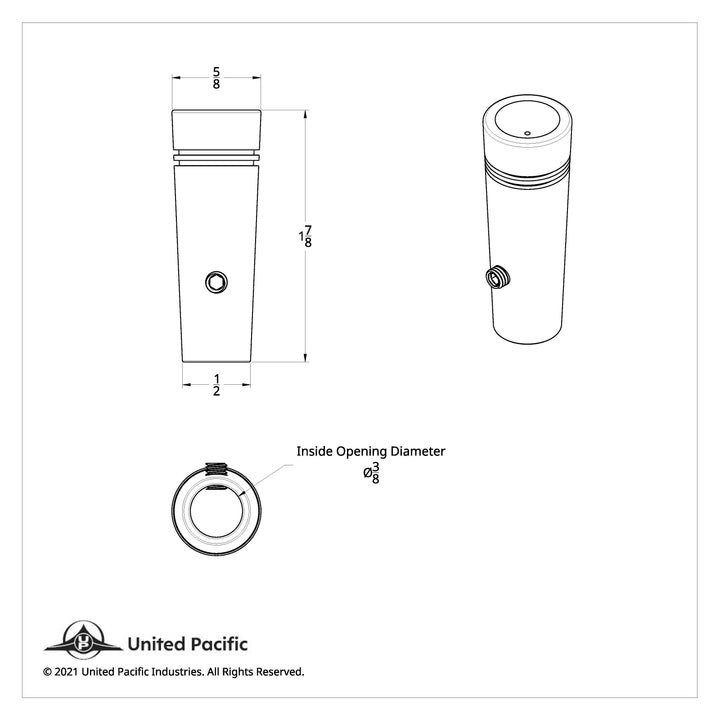 1-7/8" Short Aluminum Toggle Switch Extension With Crystal For Kenworth - Blue Crystal