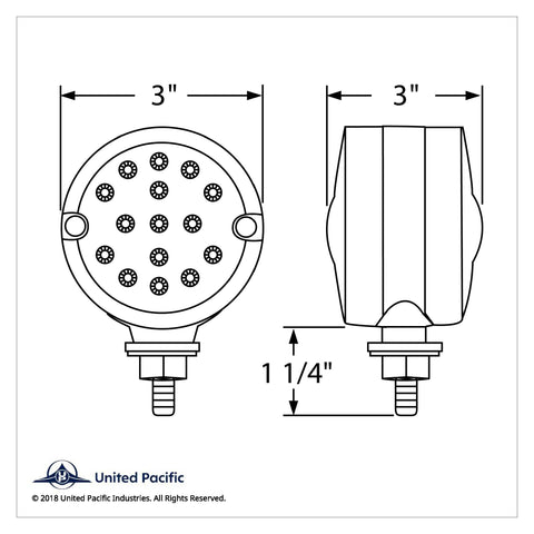 30 LED 3" Dual Function Reflector Double Face Light - Amber LED/Clear Lens