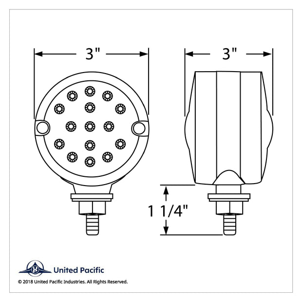 30 LED 3" Dual Function Reflector Double Face Light - Amber LED/Clear Lens