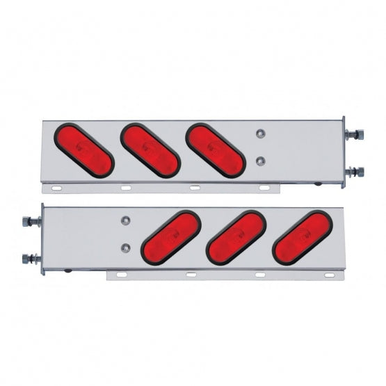 3-3/4" Bolt Pattern Stainless Spring Loaded Light Bar With 6X Oval Lights & Grommets (Pair)