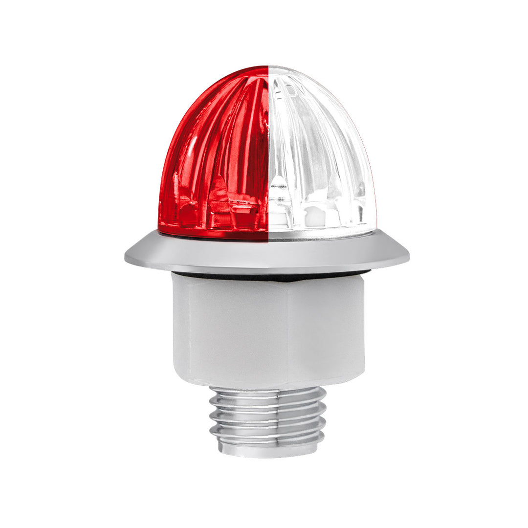 4 LED 3/4" Mini Watermelon Double Fury Light With Clear Lens (Clearance/Marker) - Red &amp; White LED