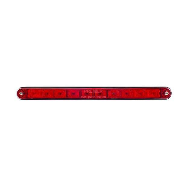 10 LED 9" Split Turn Function Light Bar With Bezel - Red LED/Red Lens