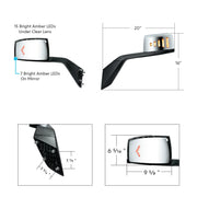 Hood Mirror Assembly W/LED Lights On Mirror Cover & Glass For 2018-2024 Volvo VNL - Driver