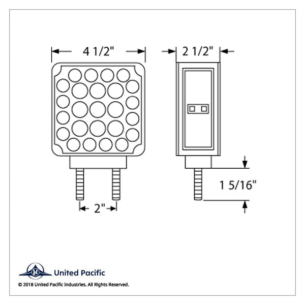 52 LED Double Stud Double Face Turn Signal Light (Passenger) - Amber & Red LED/Amber & Red Lens