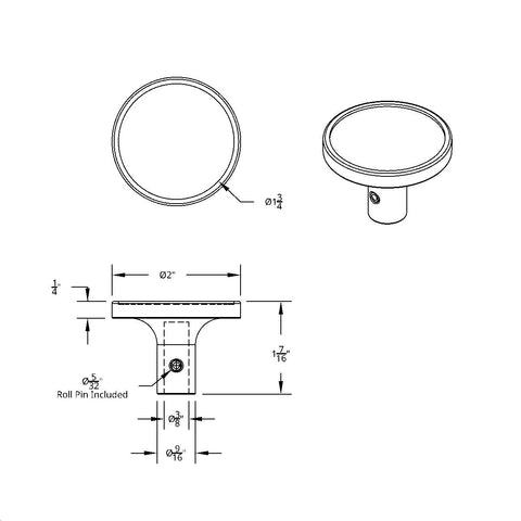 "Tractor" Short Air Valve Knob - Black Glossy Sticker