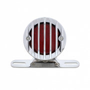 Motorcycle LED Rear Fender Tail Light With Chrome Grille Bezel - Red Lens