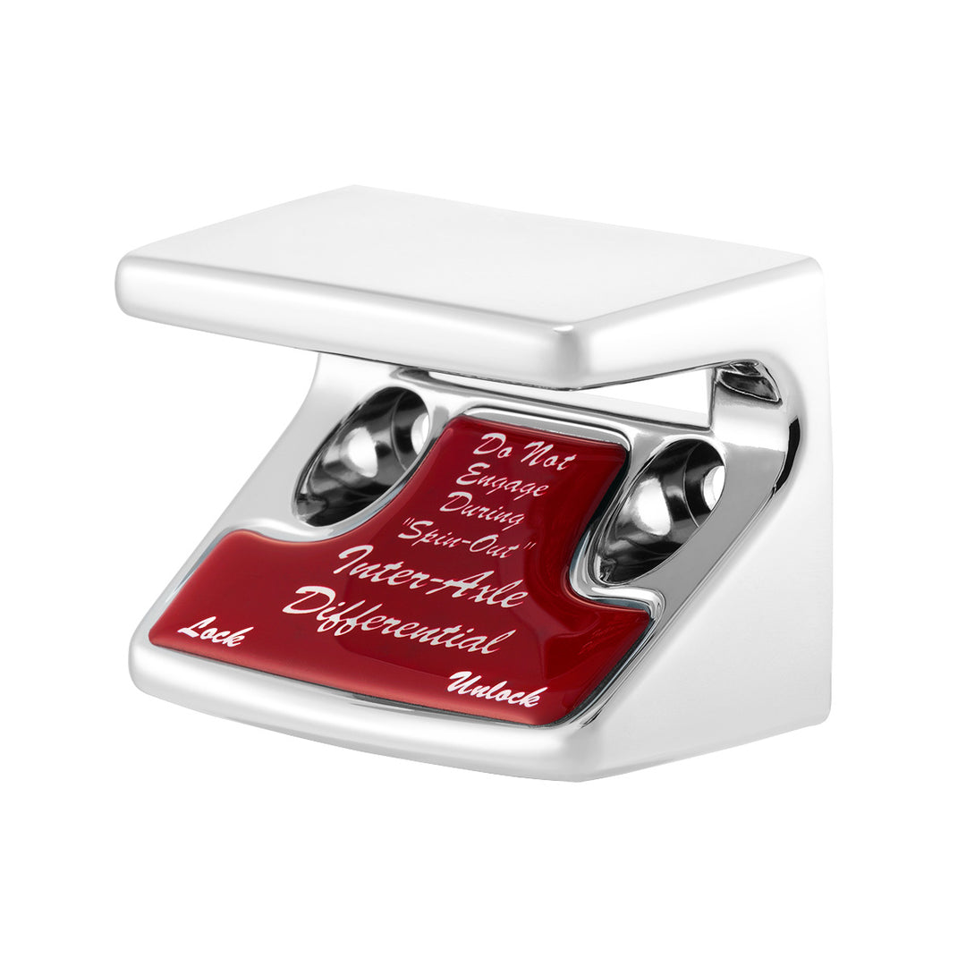 Chrome Plastic Axle/Differential Switch Guard With Glossy Sticker For 1990-2010 Freightliner Classic-Red