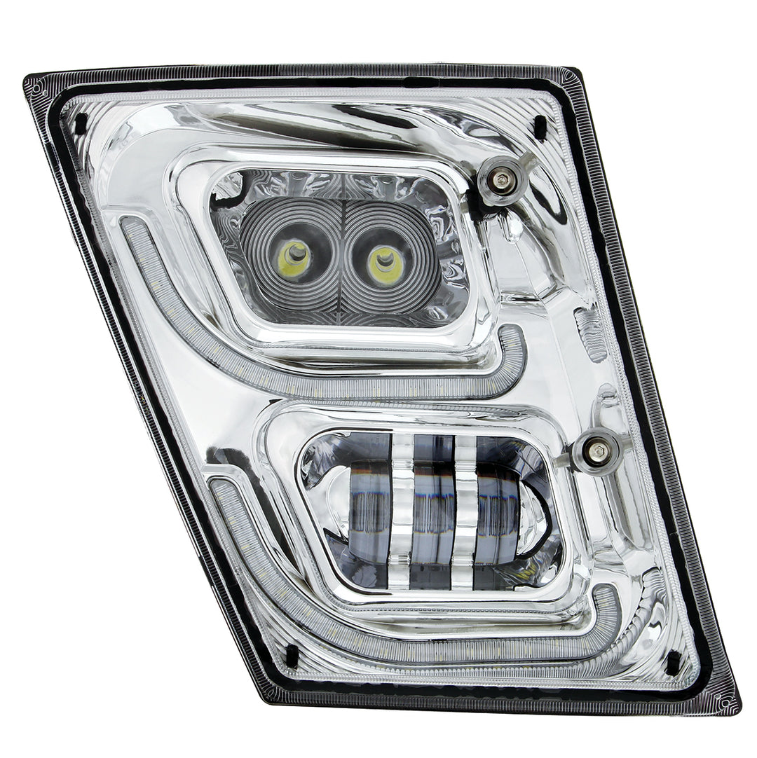 Chrome High Power LED Fog Light With LED DRL &amp; Position Light for 2003-2017 Volvo VN/VNL - Passenger
