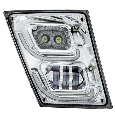 Chrome High Power LED Fog Light With LED DRL & Position Light for 2003-2017 Volvo VN/VNL - Passenger