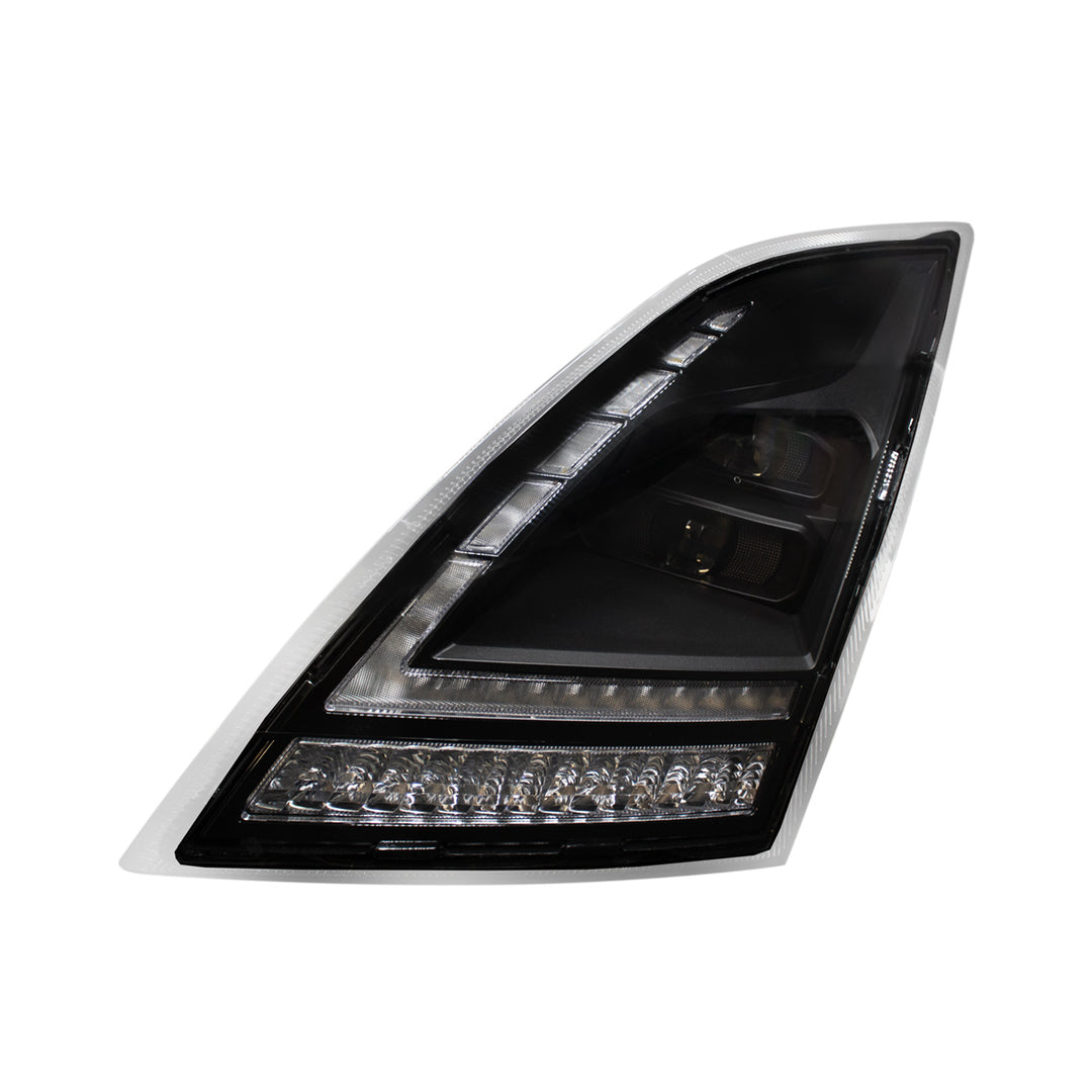 Blackout Full LED Headlight With LED Turn Signal and DRL For 2018-2024 Volvo VNL-Driver