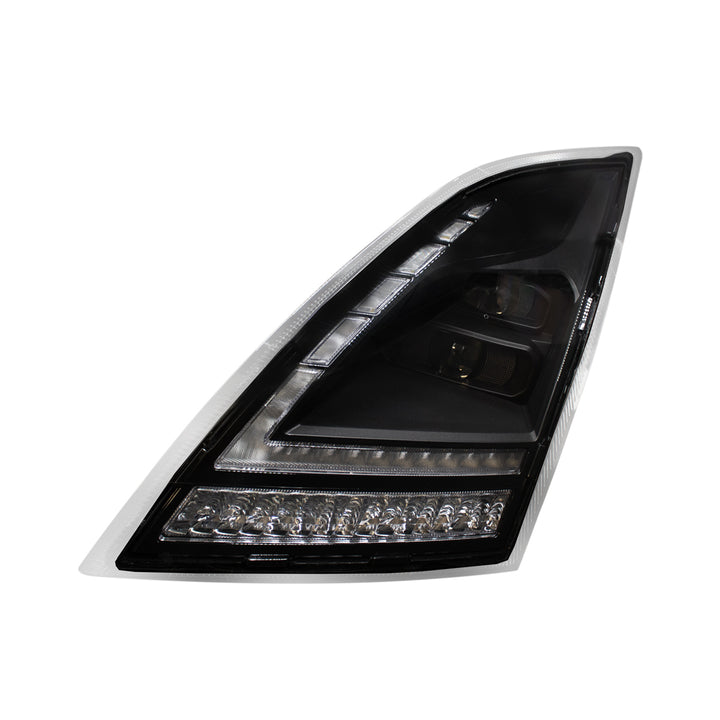 Blackout Full LED Headlight With LED Turn Signal and DRL For 2018-2024 Volvo VNL-Driver