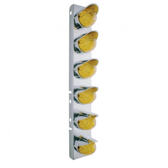 SS Front Air Cleaner Bracket With 12X 19 LED Watermelon Lights &amp; Visors For Peterbilt-Amber LED &amp; Lens