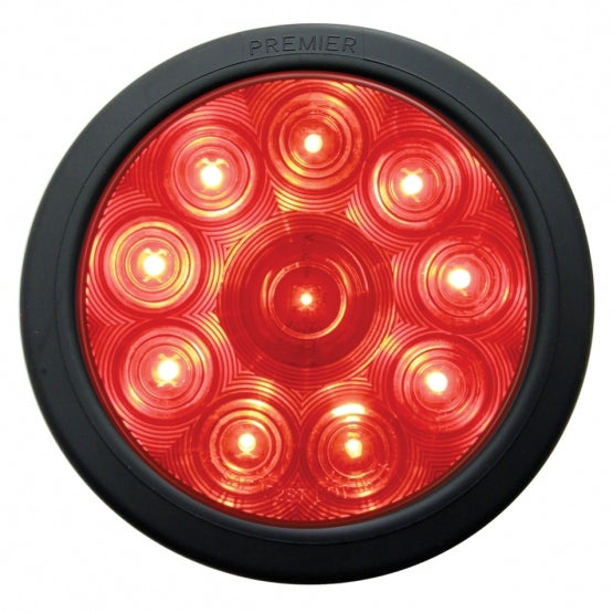 10 LED 4" Round Light Kit (Stop, Turn &amp; Tail) - Red LED/Red Lens