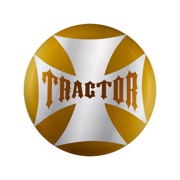 "Tractor" Maltese Cross Air Valve Knob Candy Color Sticker - Electric Yellow