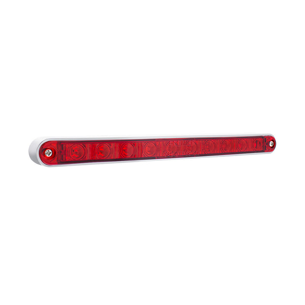 10 LED 9" Split Turn Function Light Bar With Bezel - Red LED/Red Lens