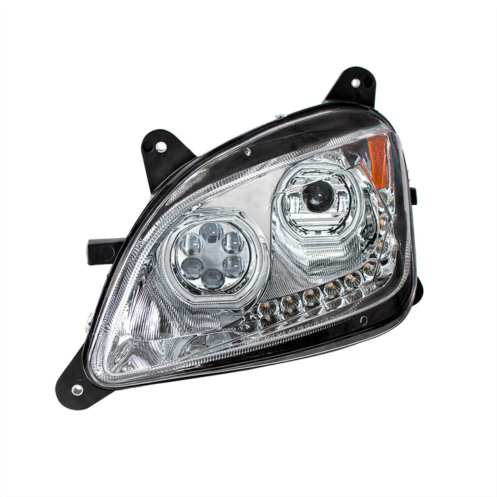 Chrome 10 LED Headlight For Peterbilt 587 (2010-2016) &amp; 579 (2012-2021)- Driver Side