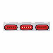 Stainless Top Mud Flap Bracket With 3X 22 LED 6" Oval GloLight & Grommet - Red LED/Clear Lens (Each)