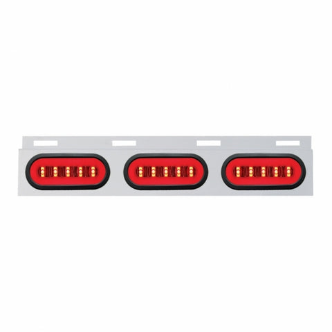 Stainless Top Mud Flap Bracket With 3X 22 LED 6" Oval GloLight & Grommet - Red LED/Clear Lens (Each)