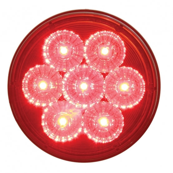 7 LED 4" Round Reflector Light Kit (Stop, Turn &amp; Tail) - Red LED/Red Lens