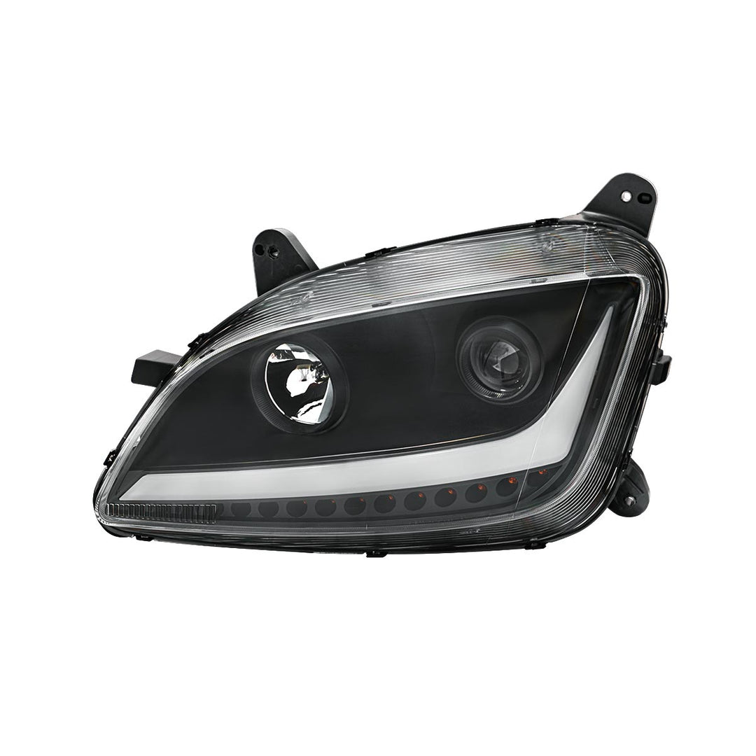 Black Projection Headlight With LED Position &amp; Sequential Signal For 2012-2021 Peterbilt 579- Driver