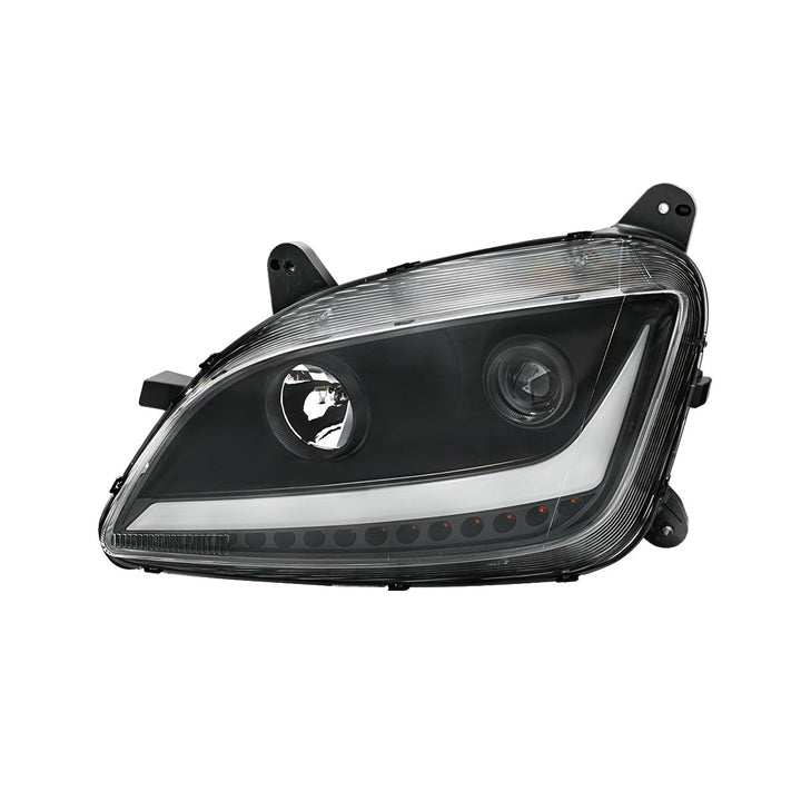 Black Projection Headlight With LED Position &amp; Sequential Signal For 2012-2021 Peterbilt 579- Driver