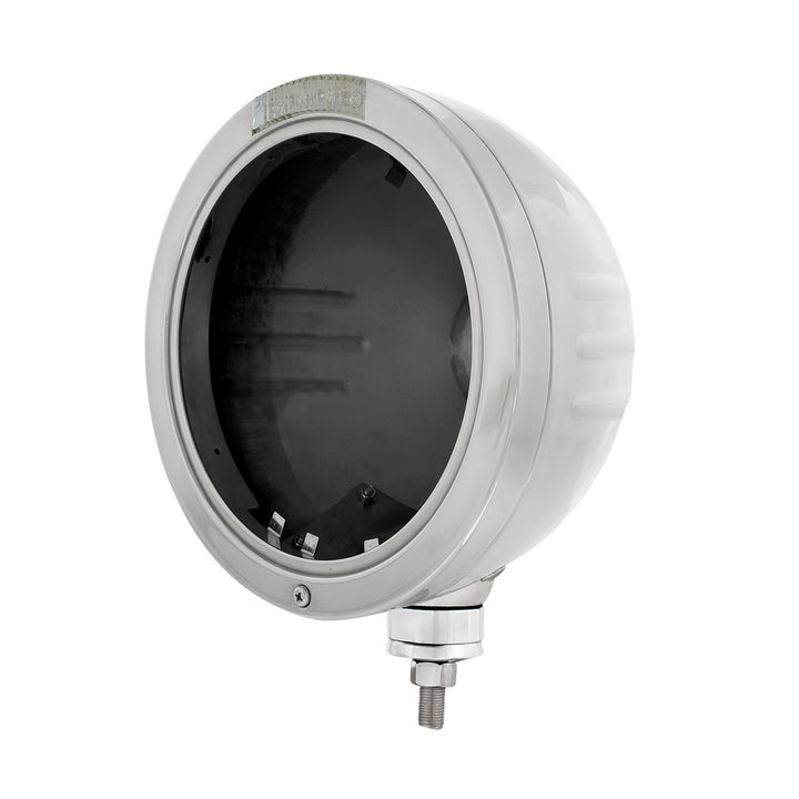 Stainless Steel Bullet Embossed Stripe Headlight No Bulb With LED Signal - Clear Lens