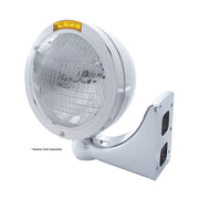 Stainless Steel Bullet Classic Headlight 6014 Bulb & LED Turn Signal - Amber Lens