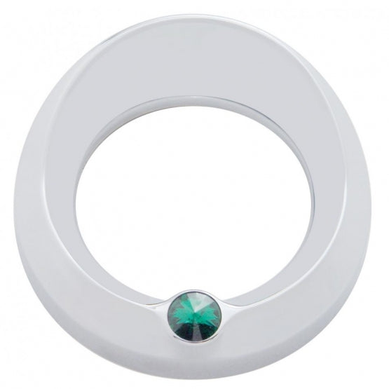 Signature Series Gauge Bezel With Visor &amp; Crystal For 3-3/4" DIA Speed/Tachometer Gauge - Green Crystal