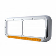 Rectangular Dual Headlight Bezel With LED Sequential Light Bar (Driver) - Amber LED/Amber Lens