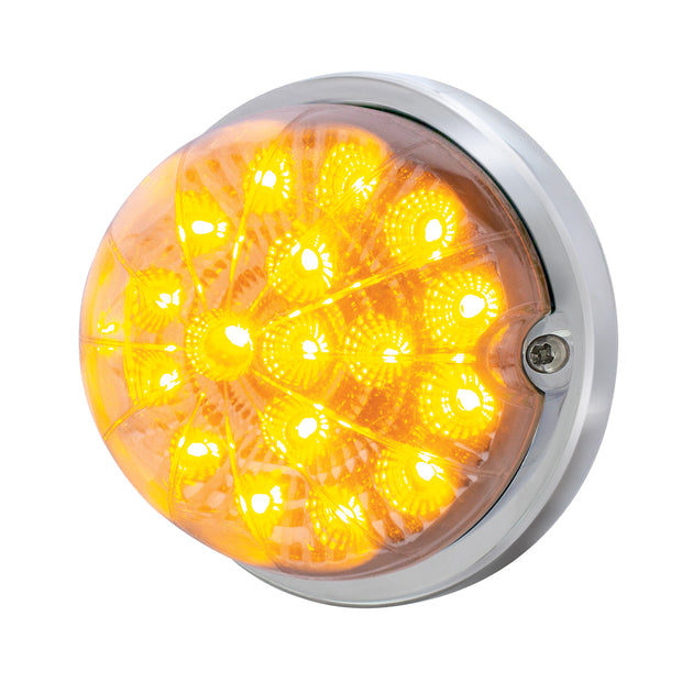 17 LED Dual Function Watermelon Clear Reflector Flush Mount Kit With Low Profile Bezel-Amber LED/Clear Lens