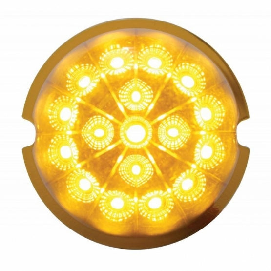 SS Front Air Cleaner Bracket With 8X 17 Amber LED Dual Function Reflector Lights &amp; SS Bezels For Peterbilt-Amber Lens