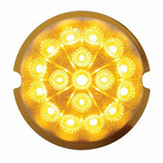 SS Front Air Cleaner Bracket With 8X 17 Amber LED Dual Function Reflector Lights & SS Bezels For Peterbilt-Amber Lens
