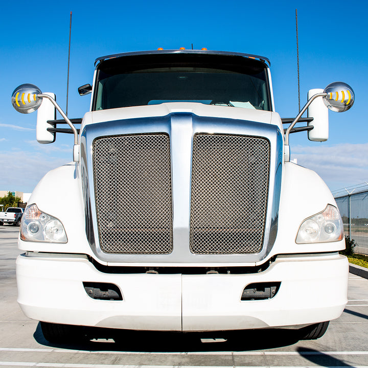 SS Hood Mirror Assembly W/ Sequential LED Turn Signal For 2013-2021 Kenworth T680 &amp; Peterbilt 579 - Driver