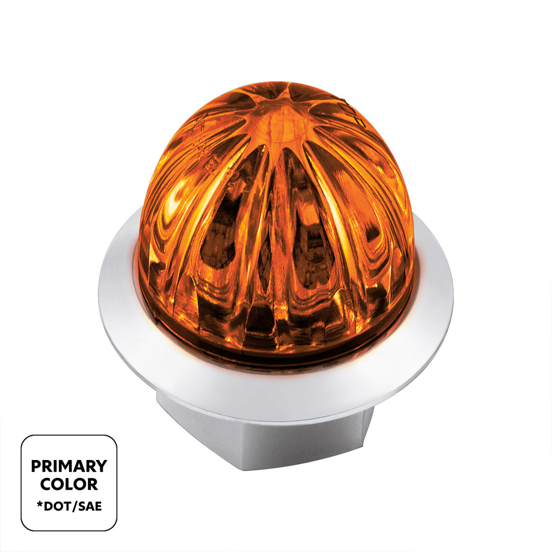4 LED 3/4" Mini Watermelon Double Fury Light With Clear Lens - Amber &amp; Blue LED United Pacific 39231