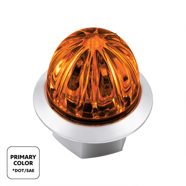 4 LED 3/4" Mini Watermelon Double Fury Light With Clear Lens (Clearance/Marker) - Amber & Blue LED