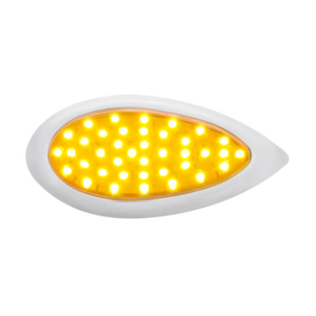 39 LED "Teardrop" Turn Signal Light With Bezel - Amber LED/Amber Lens