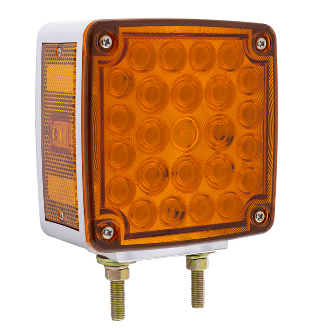 52 LED Double Stud Double Face Turn Signal Light (Passenger) - Amber &amp; Red LED/Amber &amp; Red Lens