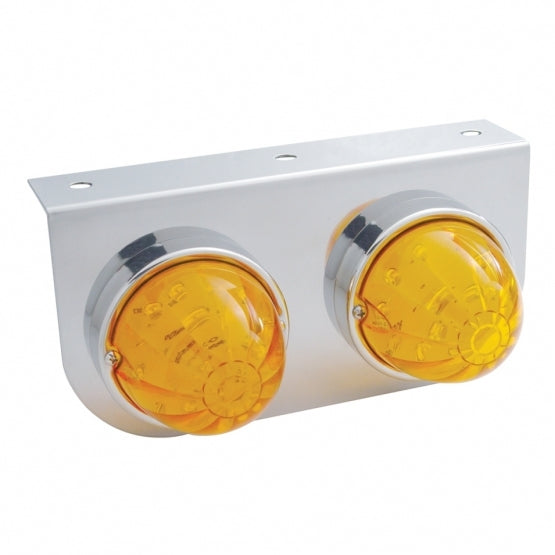Stainless Light Bracket With 2X 17 LED Watermelon Lights - Amber LED/Amber Lens