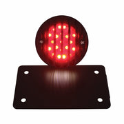 Motorcycle LED "Bobber" Style Horizontal Tail Light With Black Grille Bezel-Red Lens