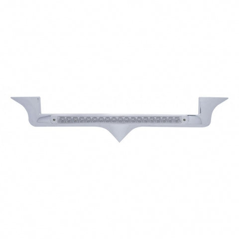 Chrome Hood Emblem Trim With 19 LED Reflector Light Bar For Kenworth - Amber LED/Clear Lens